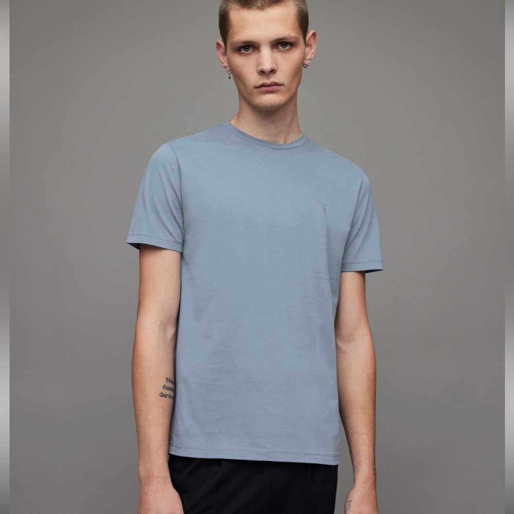 Allsaints Mens Brace T Shirt Light Blue